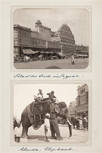 (INDIA & CEYLON [SRI LANKA]) An album with over 90 photographs depicting a German mans trip through Agra, Bombay, Delhi, Calcutta, Cey